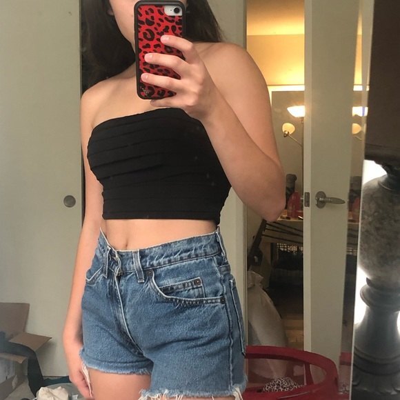 Silence + Noise Black Tiered Crop Top Tube Top NWT size 0 - Picture 4 of 10